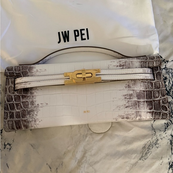 JW PEI Two-Tone Crocodile Embossed Clutch - Picture 2 of 5